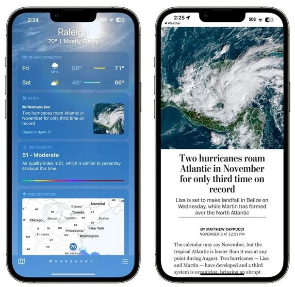 深泽苹果14维修分享iPhone 14手机如何看天气时顺带看新闻 